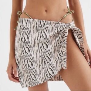 For Love & Lemons Zebra Print Tie-Side Swim Skirt